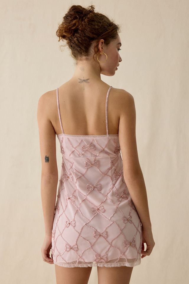 LoveShackFancy Shella Beaded Bow Mini Dress | Urban Outfitters