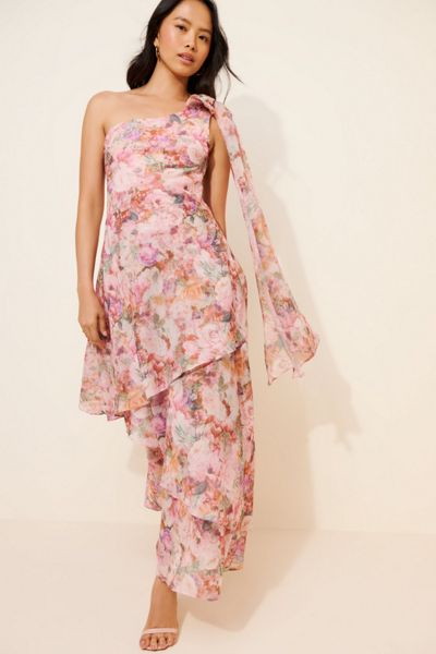 Lulus Amara One Shoulder Tiered Maxi Dress
