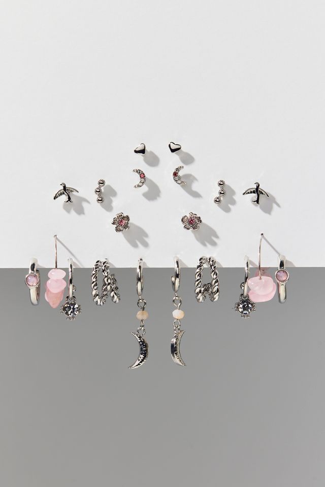 Summer Moon Stone Charm Multi Earrings Set #1