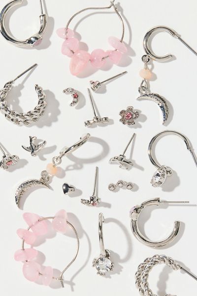 Summer Moon Stone Charm Multi Earrings Set