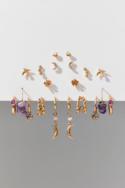 Summer Moon Stone Charm Multi Earrings Set