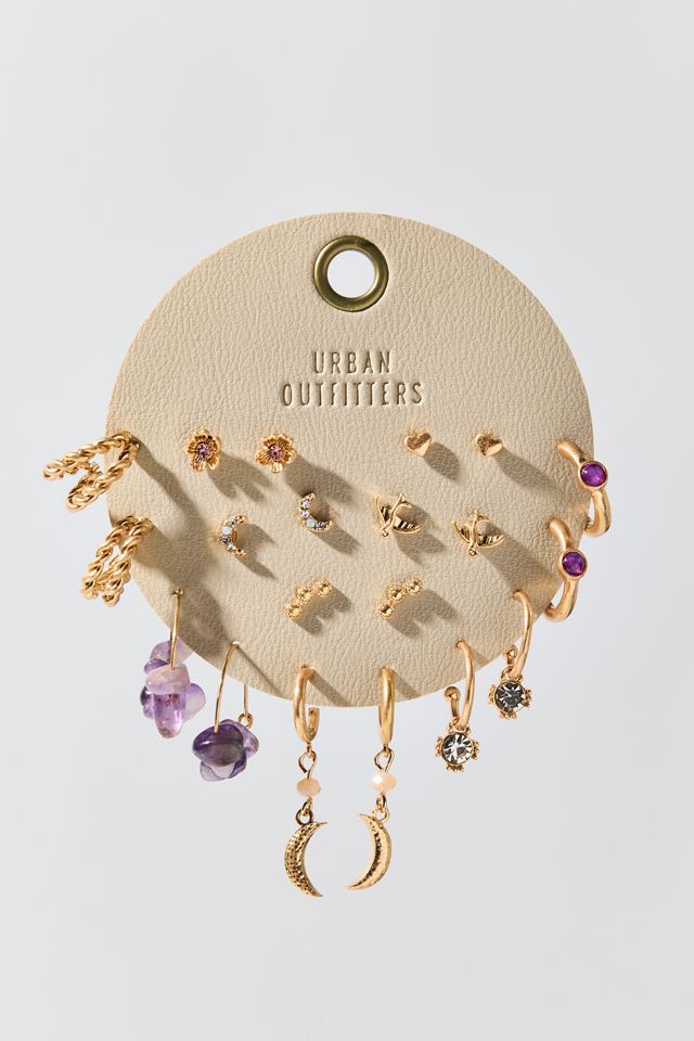 Summer Moon Stone Charm Multi Earrings Set #2