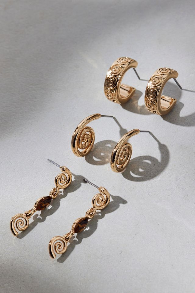 Swirl Hammered Metal Earrings Set #1