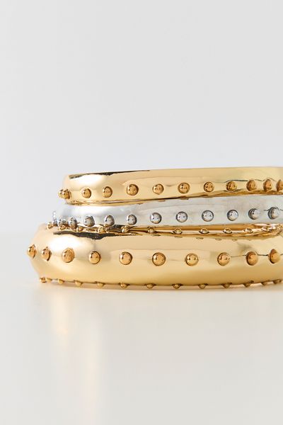Ensemble de bracelets joncs en métaux mixtes cloutés