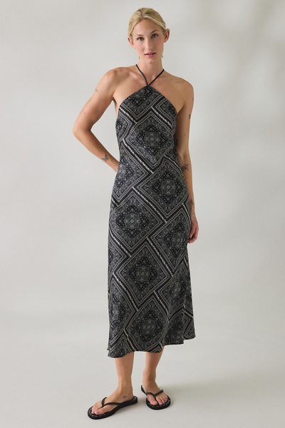 Lulus Tate Bandana Print Y-Neck Halter Midi Dress