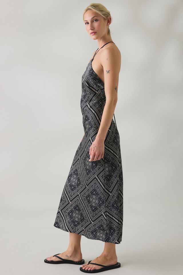 Lulus Tate Bandana Print Y-Neck Halter Midi Dress #3