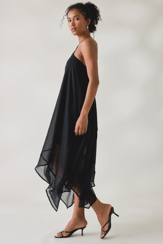 Lulus Chessie Y-Neck Halter Asymmetric Hanky Hem Midi Dress #3