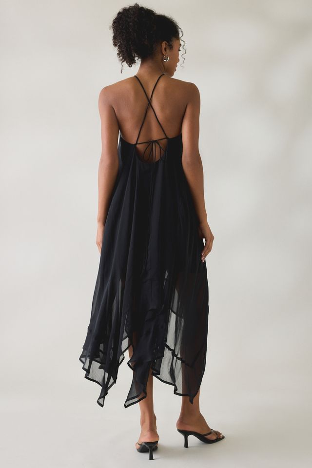 Lulus Chessie Y-Neck Halter Asymmetric Hanky Hem Midi Dress #4