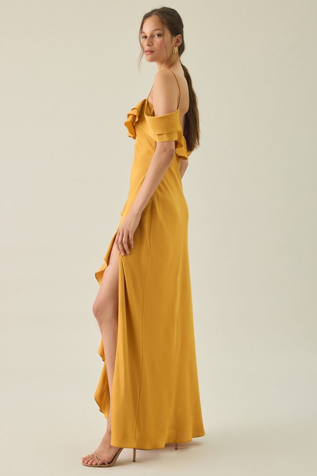 Lulus Aviva Asymmetric Cascading Ruffle Off-The-Shoulder Maxi Dress #2