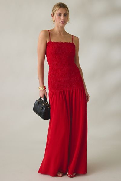 Lulus Banks Smocked Drop Waist Maxi Dress
