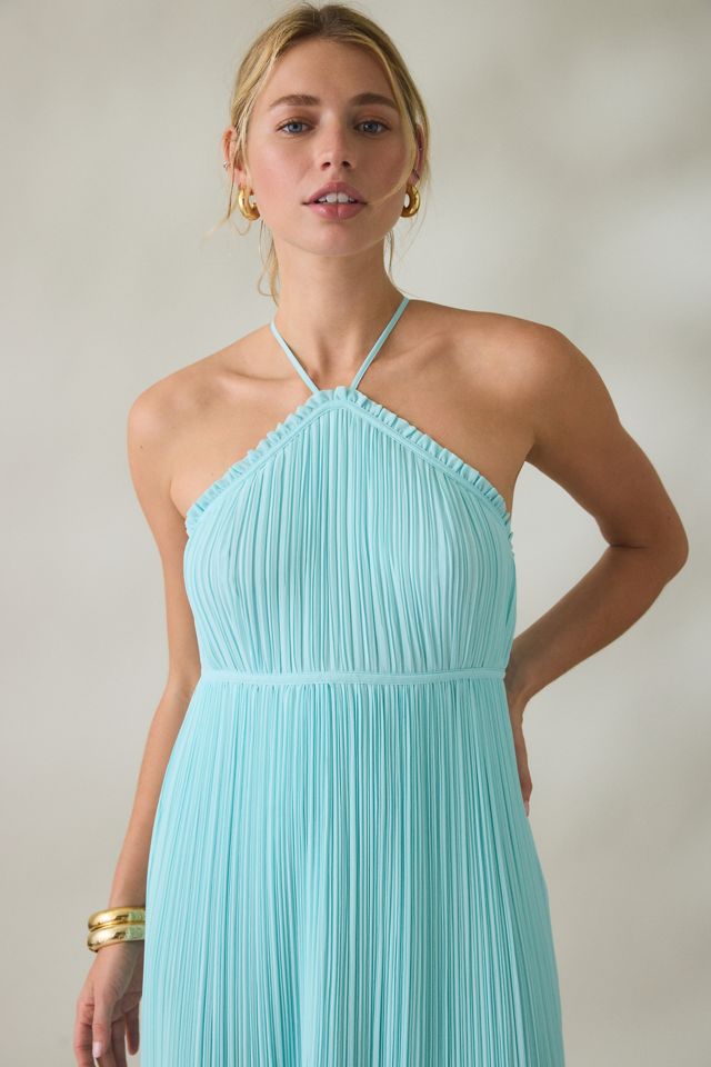 Lulus Mickie Plisse High Neck Empire Waist Maxi Dress #1