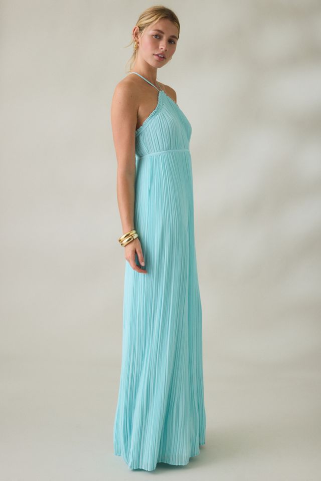 Lulus Mickie Plisse High Neck Empire Waist Maxi Dress #2