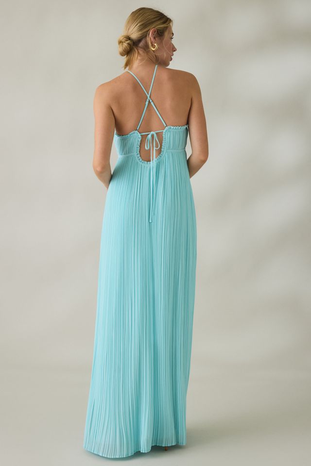 Lulus Mickie Plisse High Neck Empire Waist Maxi Dress #3