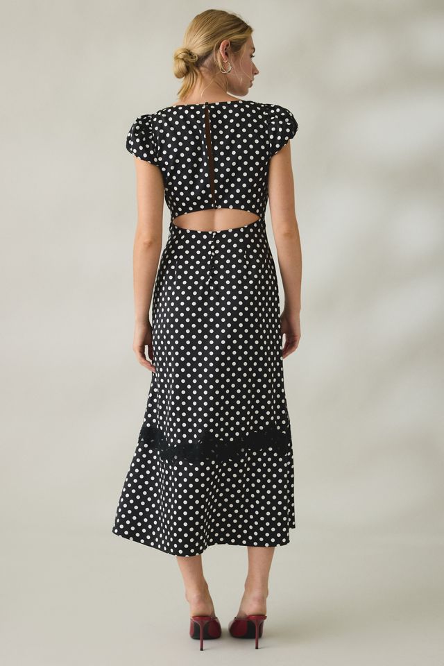 Lulus Clarke Polka Dot Lace Trim Slip Midi Dress #3
