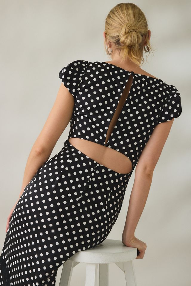 Lulus Clarke Polka Dot Lace Trim Slip Midi Dress #4