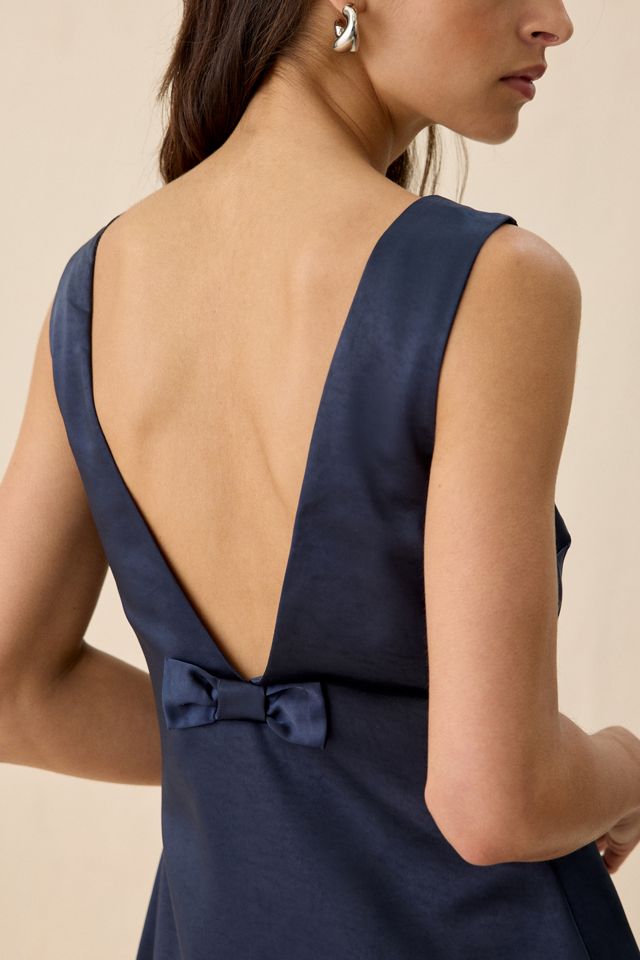 Lulus Quincy Low V-Back Bow Detail Mini Dress #3