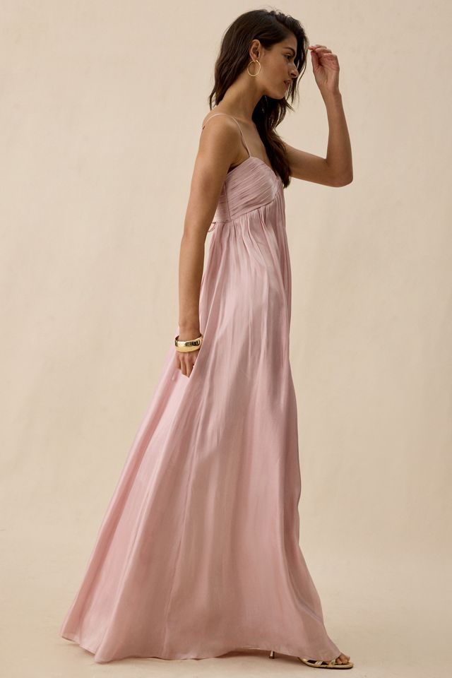 Robe longue métallisée froncée à dos lacé Matty de Lulus #2