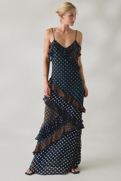 Robe maxi asymétrique à volants Santorini Jacquie The Label