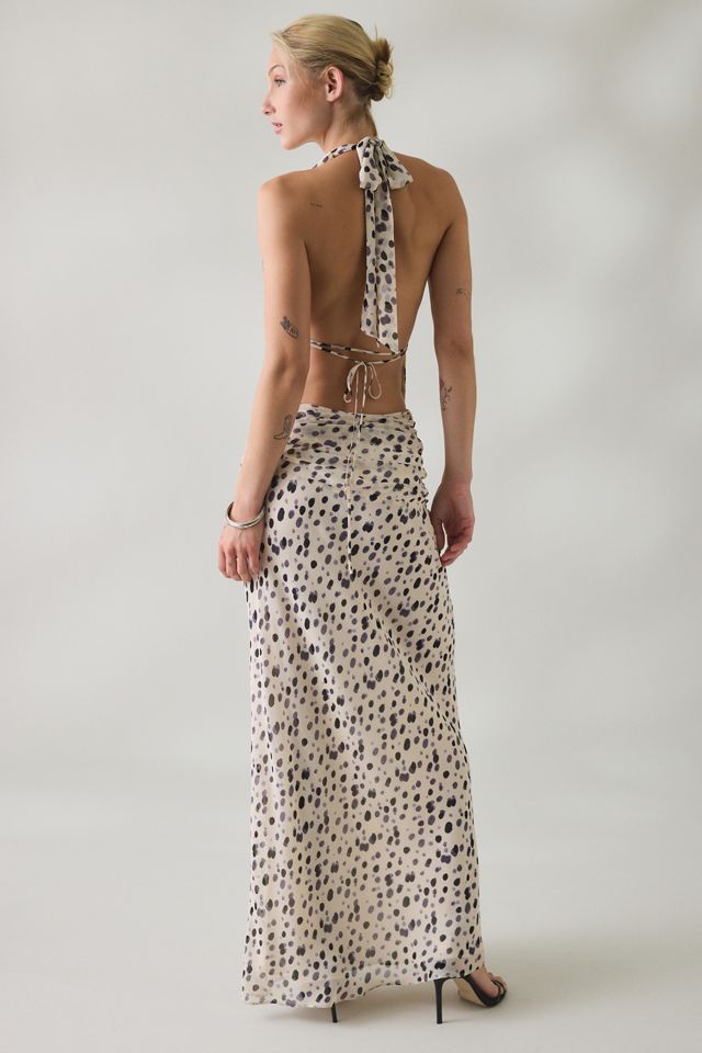 NIA Sampaio Plunging Cowl Neck Halter Maxi Dress #4