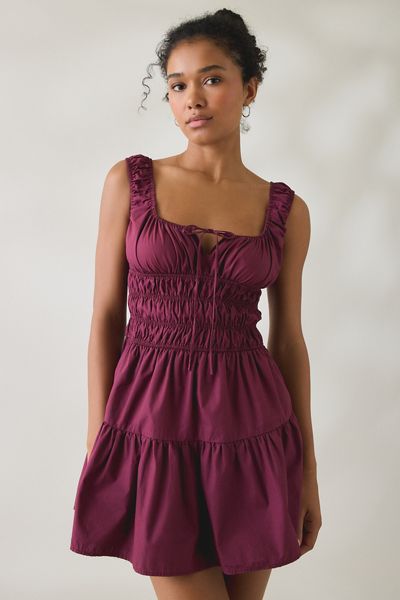 NIA Salt Scoop Neck Smocked Mini Dress