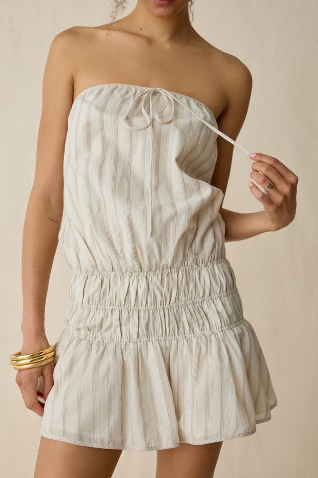 NIA Mara Ruched Drop Waist Strapless Mini Dress #1