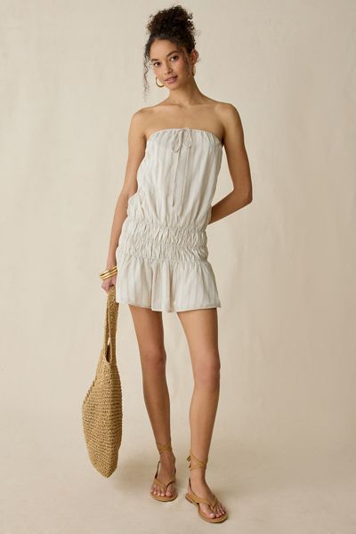NIA Mara Ruched Drop Waist Strapless Mini Dress