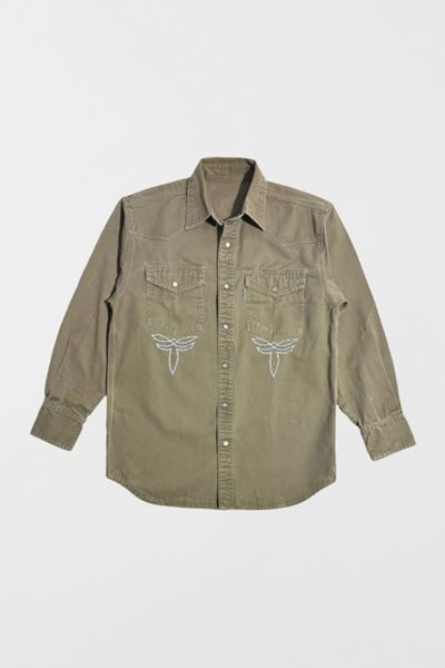 Vintage 1990s Carhartt Chainstitched Western Pearl Snap Shirt