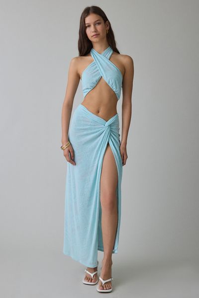 AFRM Lorli Burnout Velvet Paisley Knot-Front Maxi Skirt