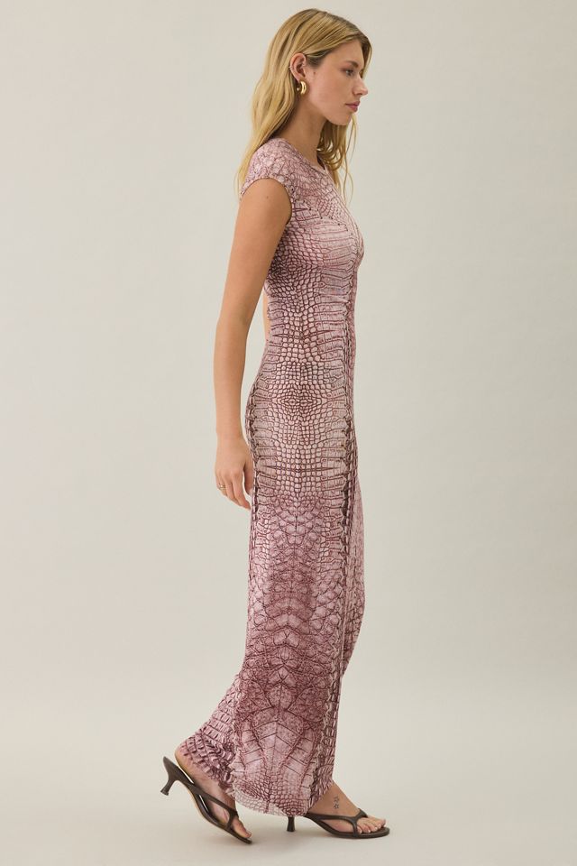 AFRM Mylo Crew Neck Cap Sleeve Mesh Maxi Dress #4