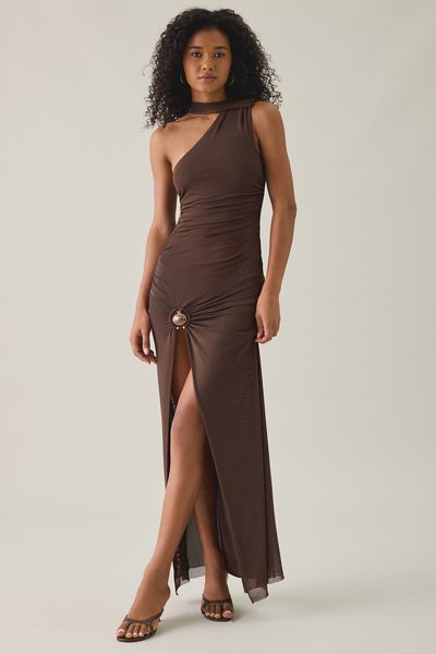 AFRM Swezey Hardware Detail Asymmetric Draped Maxi Dress