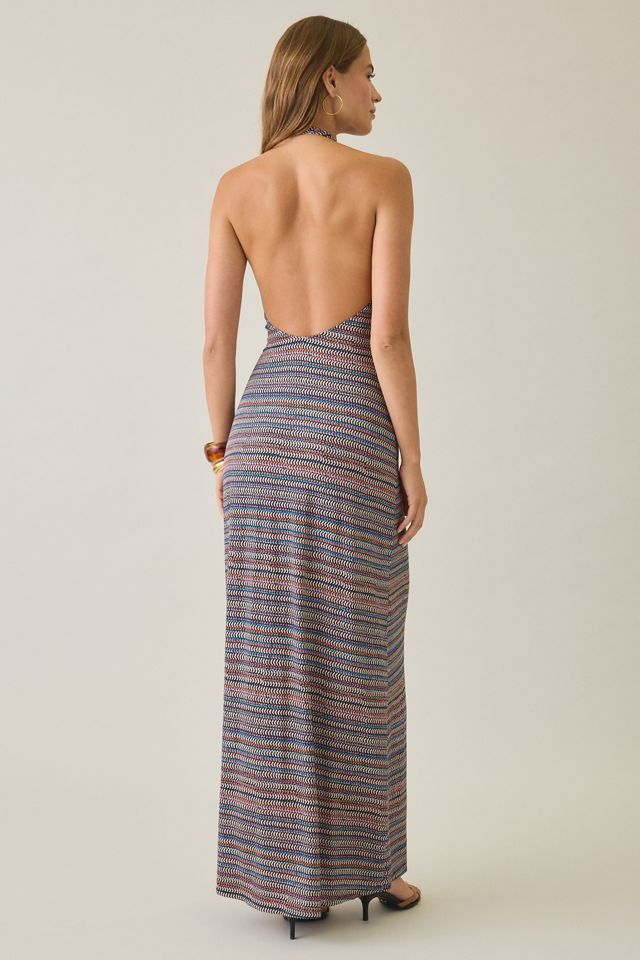 AFRM Huston Chevron Shimmer Knit Halter Maxi Dress #2