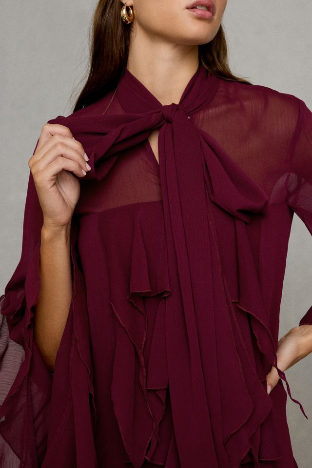 Bardot Alaia Cascading Ruffle Bell Sleeve Mini Dress #2