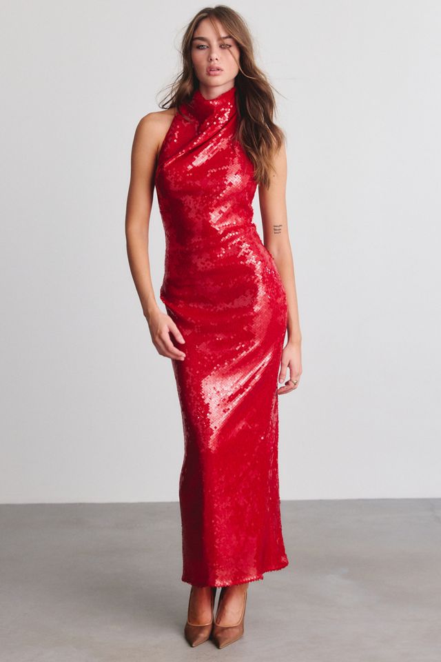 Bardot Eryn Sequin Open-Back Halter Neck Maxi Dress #1