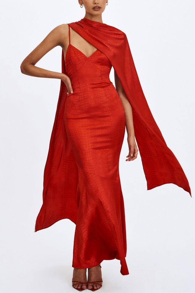 Miss Circle Kelsey Croc-Embossed Maxi Dress with Scarf #1