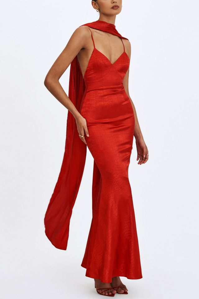 Miss Circle Kelsey Croc-Embossed Maxi Dress with Scarf #2