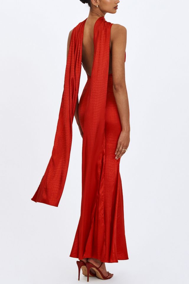 Miss Circle Kelsey Croc-Embossed Maxi Dress with Scarf #3