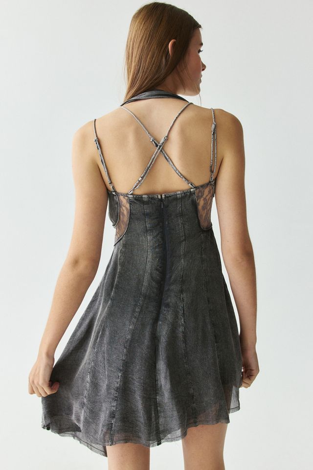 Light Before Dark Spliced Asymmetric Slip Mini Dress #3