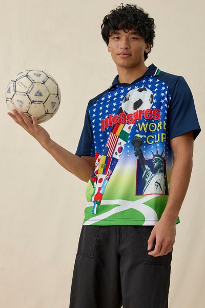 PLEASURES Soccer Flag Graphic Jersey Tee