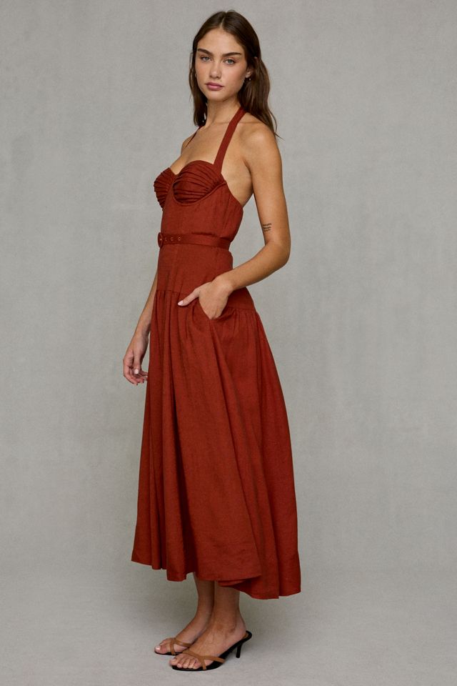 ASTR The Label Karinka Belted Drop Waist Halter Midi Dress #2