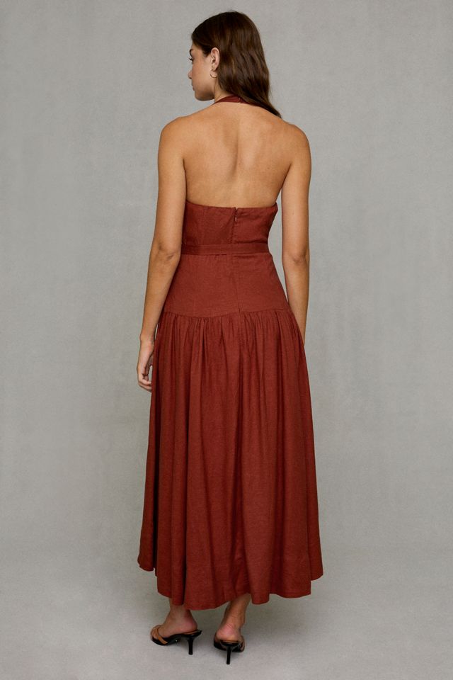 ASTR The Label Karinka Belted Drop Waist Halter Midi Dress #3