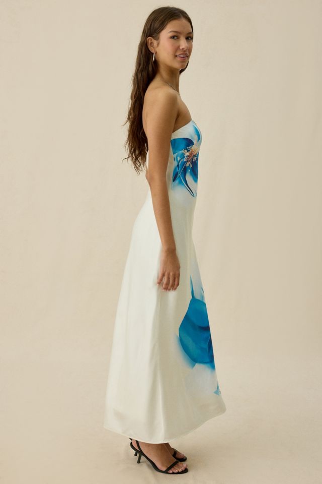 ASTR The Label Annabeth Orchid Satin Strapless Maxi Dress #2
