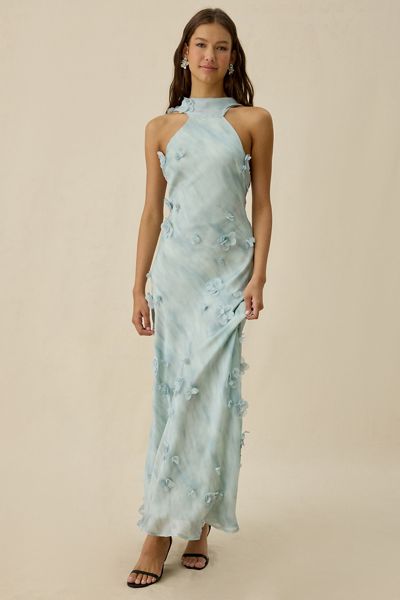 ASTR The Label Ashley 3D Floral High Neck Maxi Dress