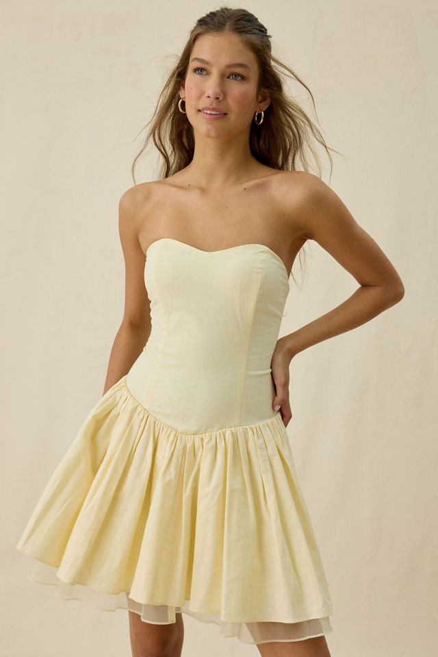 ASTR The Label Bijou Mixed Media Strapless Mini Dress #1