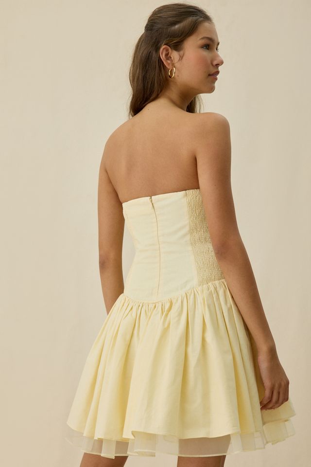 yellow strapless mini dress Can't You See - Either way you will look effortlessly hot ASTR The Label Bijou Mixed