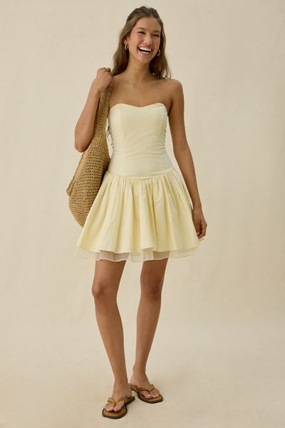 ASTR The Label Bijou Mixed Media Strapless Mini Dress