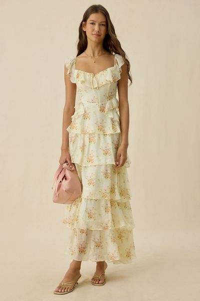 ASTR The Label Adessa Floral Tiered Ruffle Maxi Dress