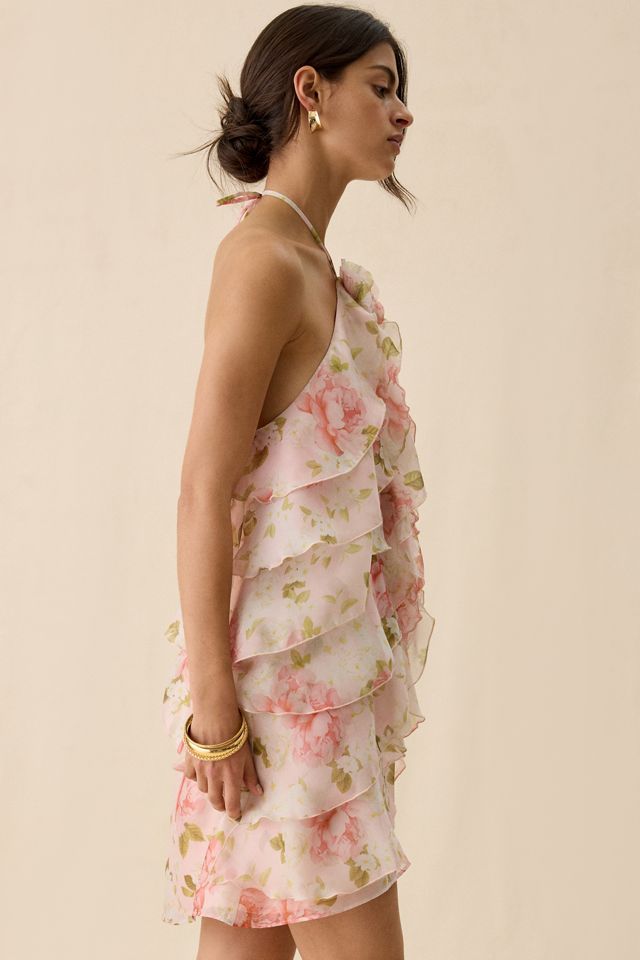 ASTR The Label Ofra Ruffle High Neck Halter Mini Dress #1