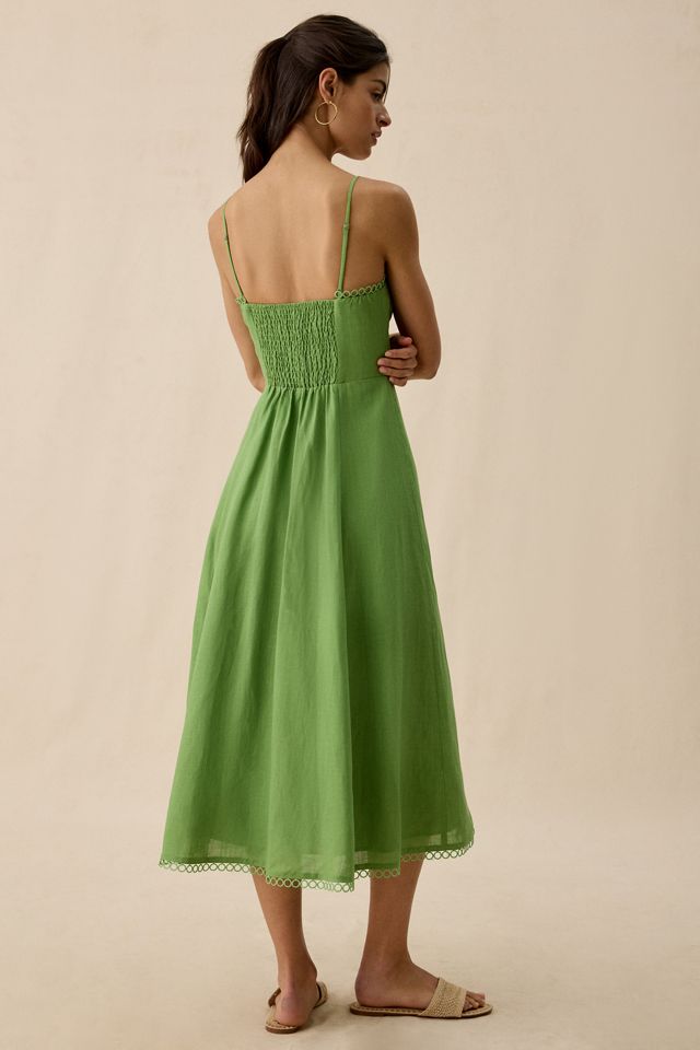 ASTR The Label Christie Sweetheart Linen-Blend Midi Dress | Urban Outfitters