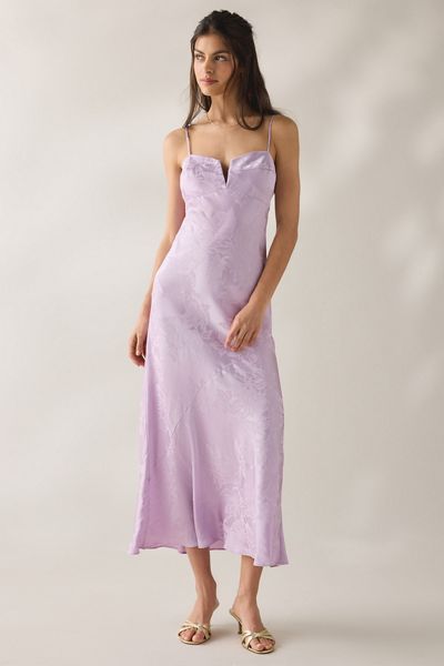 Kimchi Blue Cool Intentions Asymmetrical Satin Slip Midi Dress