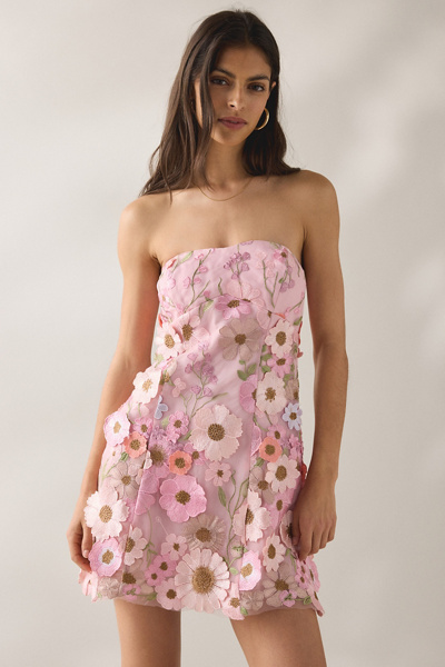 astr bubble floral mini dress Ella Strapless Bubble Hem Mini Dress